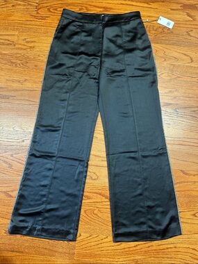 Jason Wu Black Wide-Leg Satin Pants